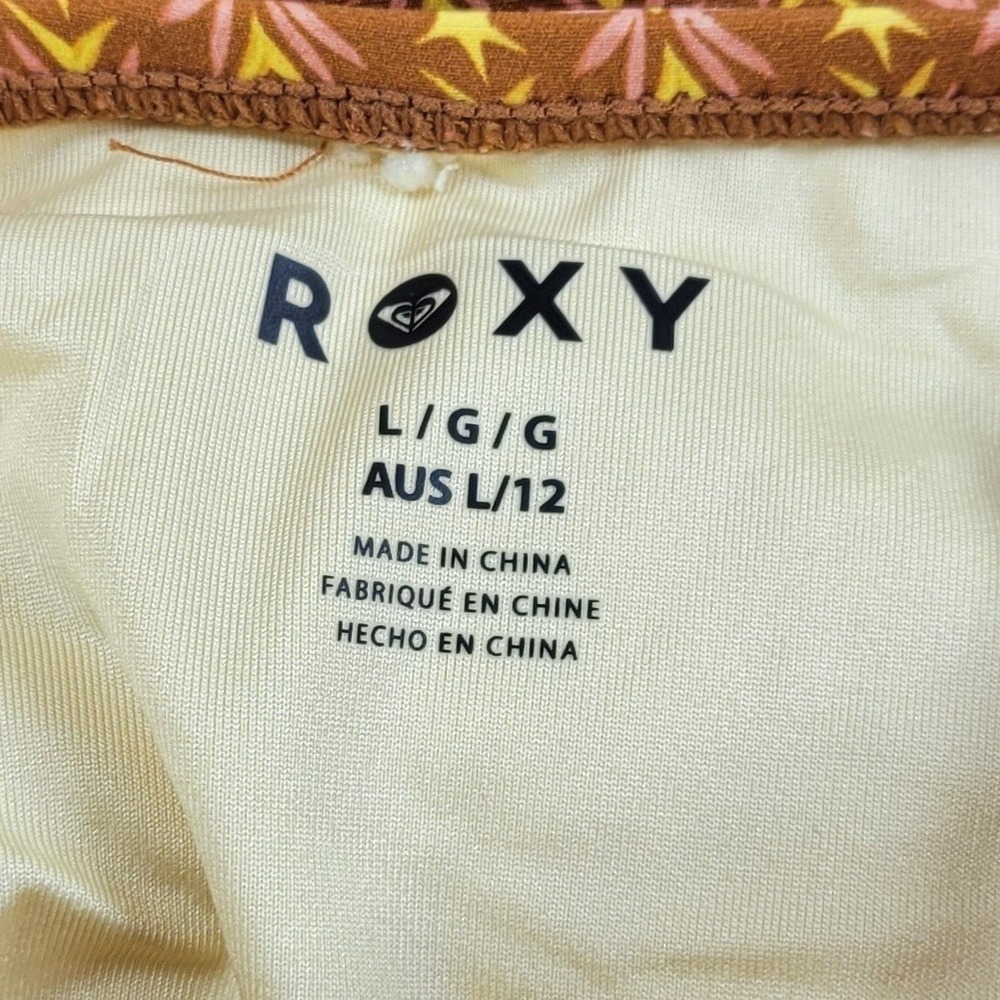 Roxy Ray Of Sunshine One-piece Swimsuit Large Brown Geometric Ruched High Cut - Picture 7 of 13